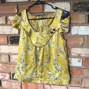 Leifsdottir Anthropologie Yellow Cold Shoulder top